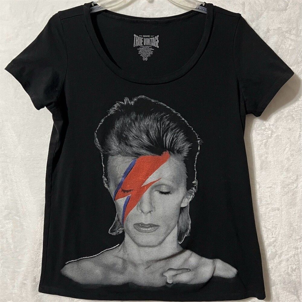 True Vintage David Bowie Aladdin Sane Graphic Tee Womens Size 00 Black